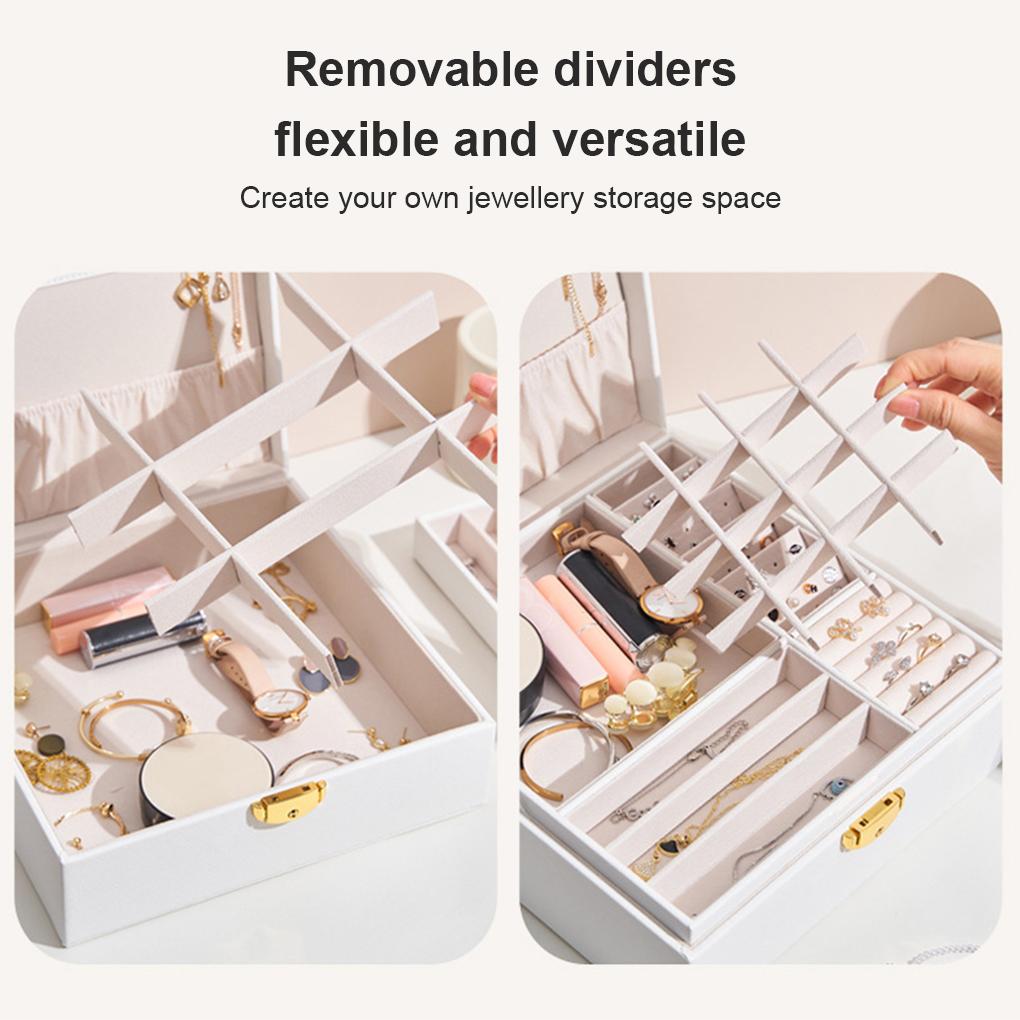 Vintage Doppelschichtiger Schmuckaufsteller Organizer Schmuck Aufbewahrungsbox Ohrringe Ringe Halter Reise Multifunktionsetui