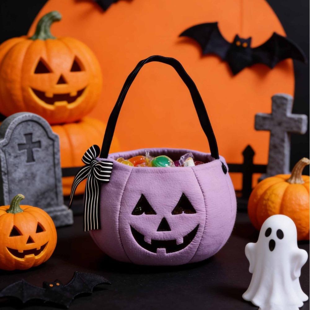 Flexible Ghost Plush Bag Handheld Pumpkin Candy Bucket Halloween Candy Bag Dessert Making