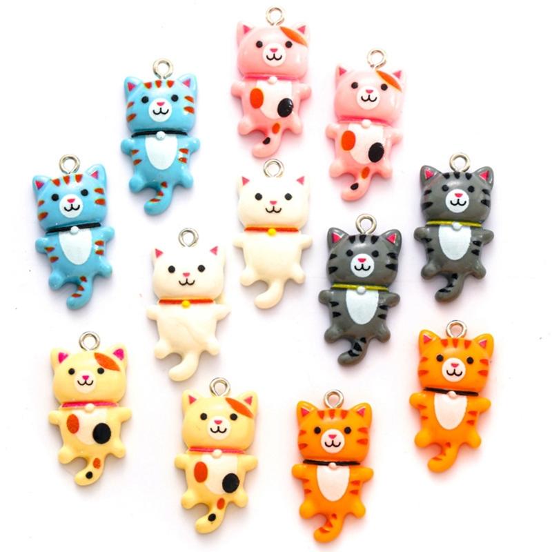 Cartoon Cat Earring Pendant Engaging Resin Cat Fun and Challenging Project DIY Resin Cat Craft Set for Animal Lovers