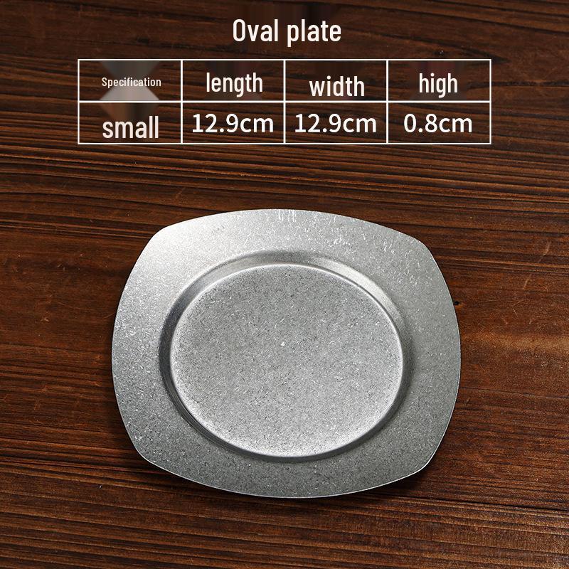 

Retro Japanese Stainless Steel BBQ Plate - Shallow Steak & Hot Pot Dish. 22cm Round