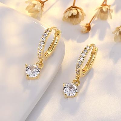 Fashionable Ear Buckle Full Diamond Four-claw Zircon Earrings for Women