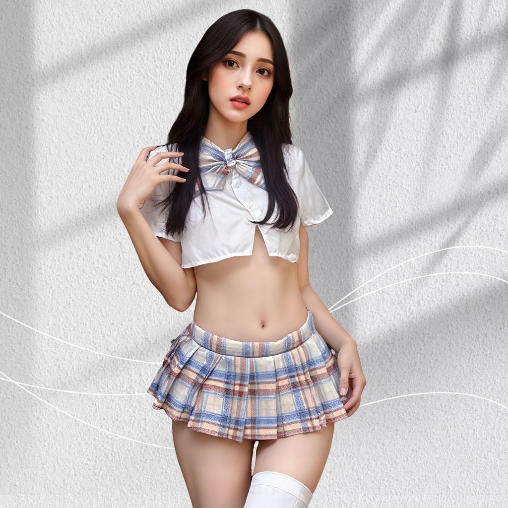 Sexy Campus JK Uniform College Seduction Pure Lust Skinny Ultra Short Pleated Skirt Suit Sex Lingerie