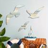 3 Stück Möwen Wanddeko Holz Fliegende Seevögel Wandbehang Schild Nautisches Thema Strand Küsten Wandkunst Vintage Ozean Skulptur für Zuhause Badezimmer