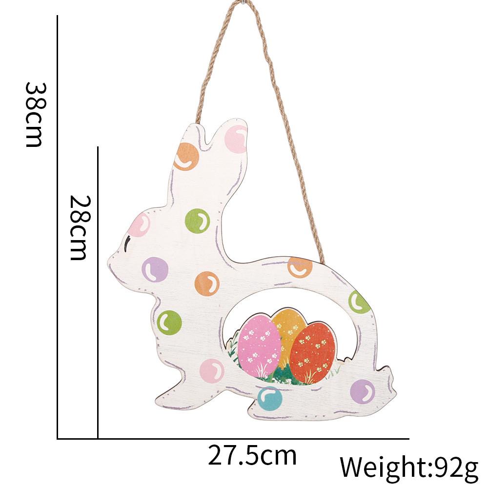 Charming Easter Wooden Hanging Decoration Featuring Colorful Eggs And Adorable Rabbits