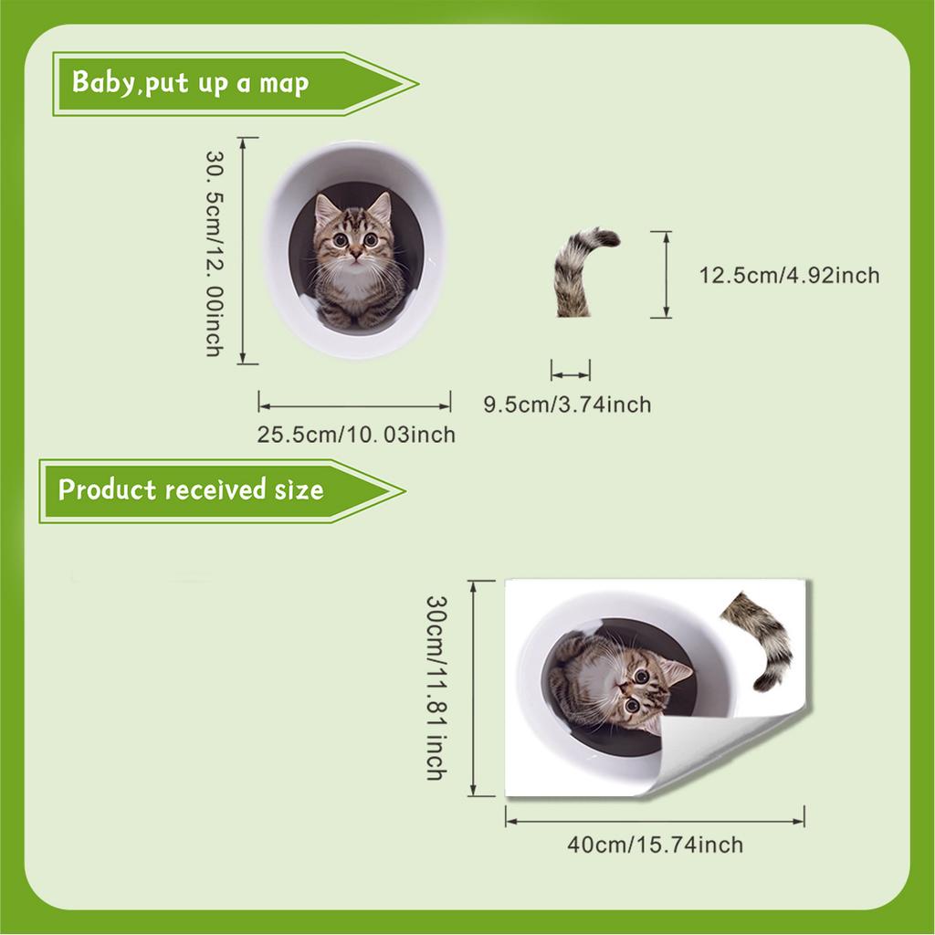 Playful Kitten Toilet Seat Sticker Waterproof Self-Adhesive Removable Decal for Bathroom WC Decoration