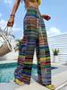 2025 Cross-Border Women's High Waist Color Print Wide-Leg Trousers - Casual, Comfortable, Spring/Autumn Wear