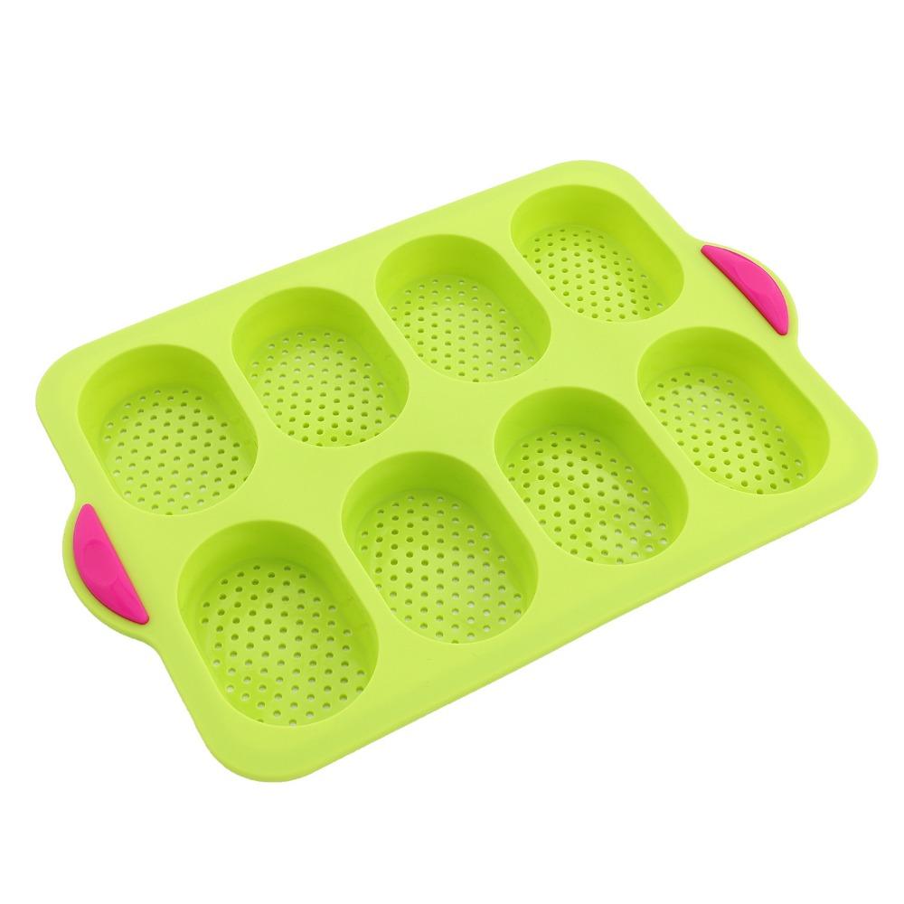 8 Grids Bread Baking Form Silicone Hamburger Bun Mold Silicone Baking Pan  Kitchen Bakeware