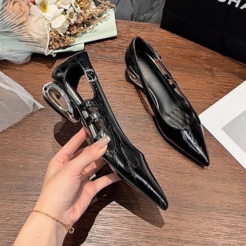 Fashion Slip-on French Shallow Wrapped Toe Low Heel Shoes Women's Summer New Pointed Toe Small High Heel Single Shoes