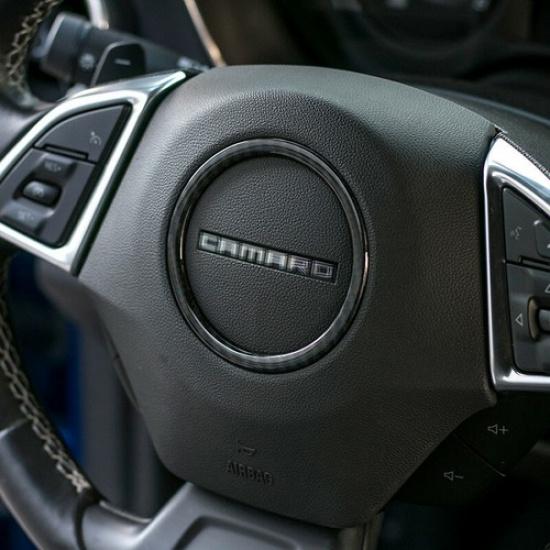 Carbon Fiber Interior Steering Wheel Cover Trim Frame For Chevy Camaro 2017+