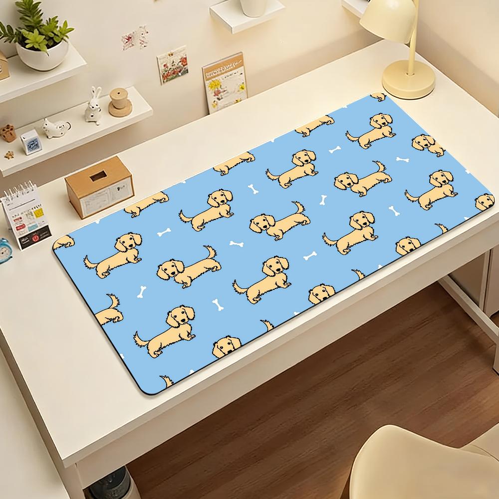 Cute Dachshund Cartoon Puppy MousePad Nonslip Locking Edge PC Laptop Accessories Rubber Office Keyboard Large Game XXL DeskMat