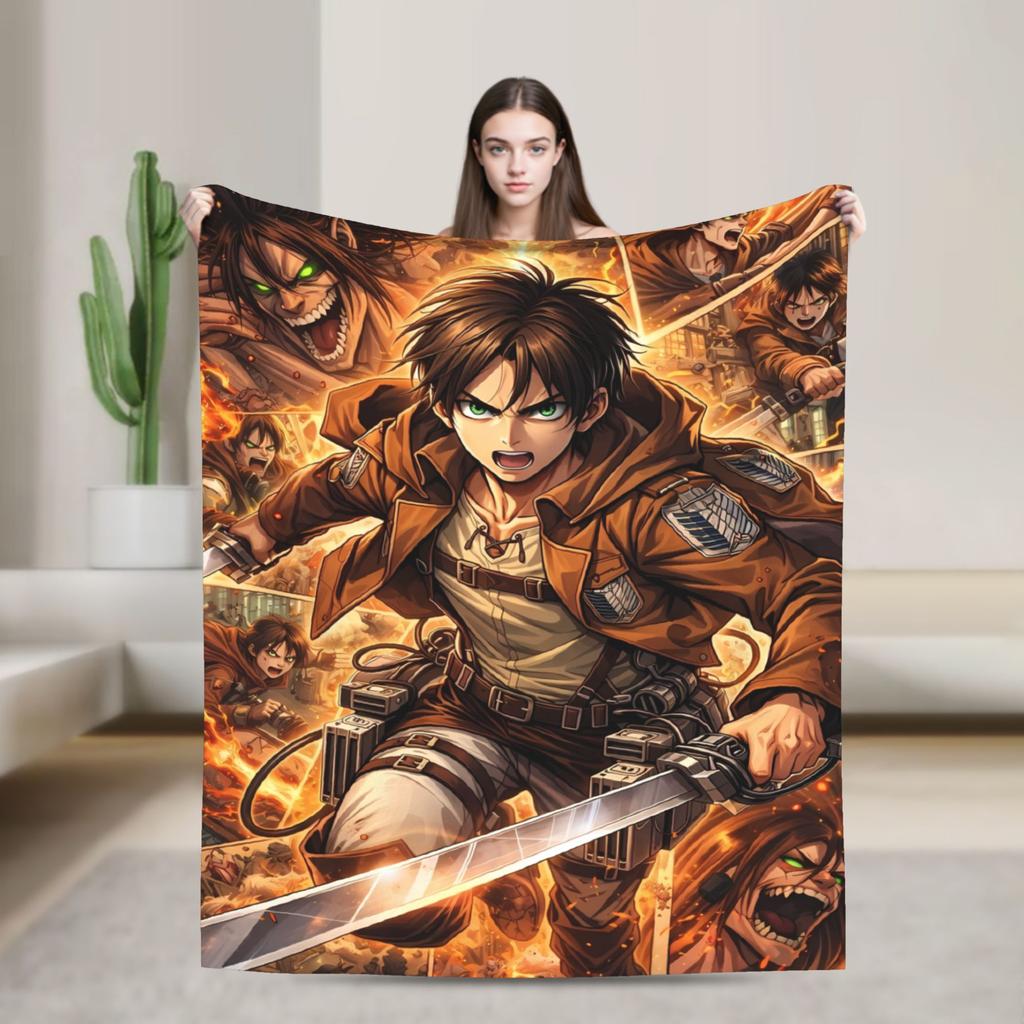 Anime Attack On Titan Blankets Camping Flannel Throw Blanket For Outdoor Soft Custom Quality Bedspread Gift