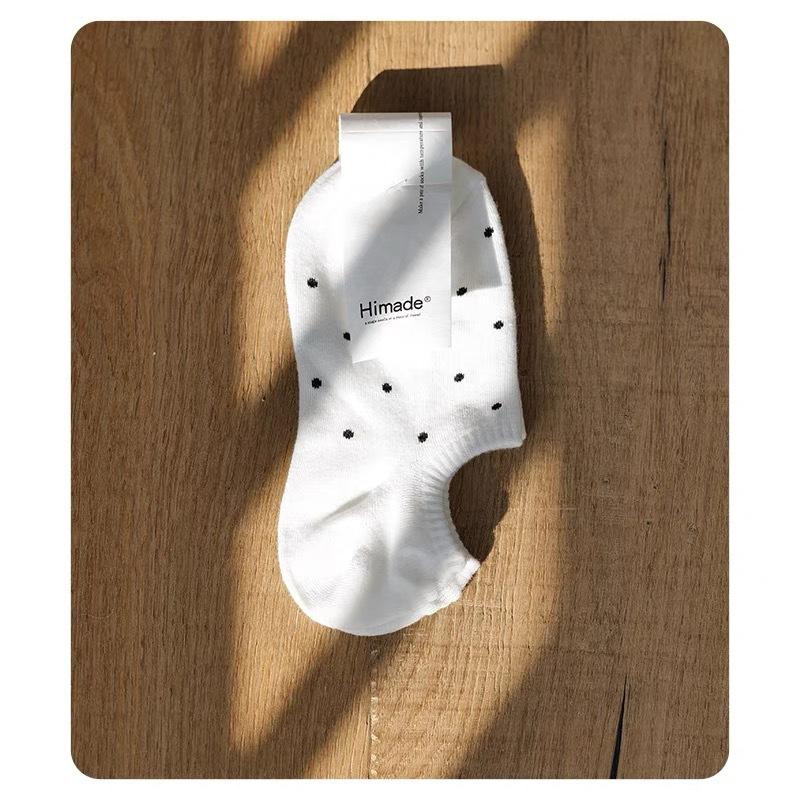 1 Pairs of Polka Dot Socks Japanese Style Polka Dot Shallow Boat Socks Women S Short Socks