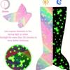 New Night Glow Mermaid Tail Blanket Soft Flannel Wearable Cute Blankets Gifts for Girls  All Seasons Beautiful Rainbow Blanket