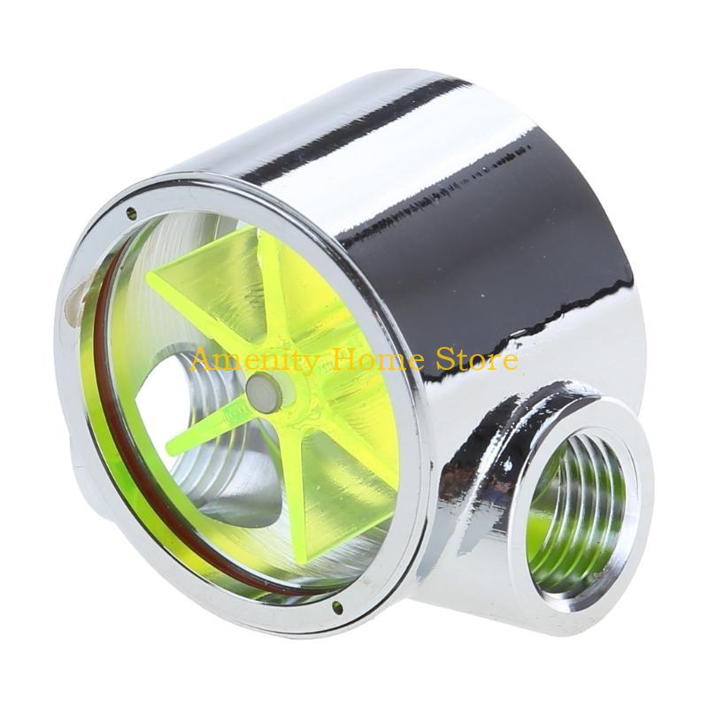 F26C Flow Meter Indicator G1/4" Thread Port Female to Female Flow Meter Indicator for PC Water Cooling 5 Impellers 12.9mm