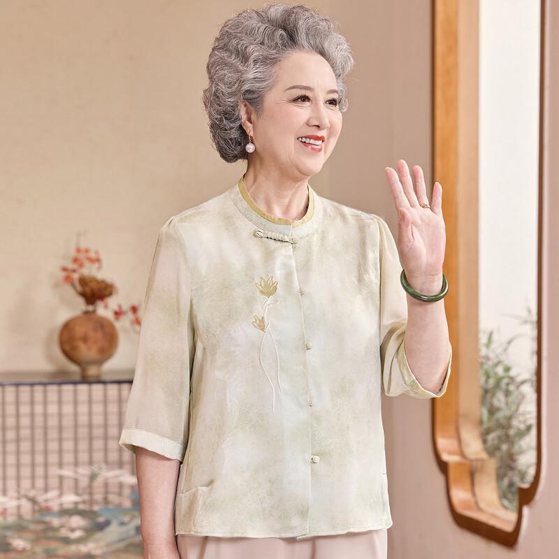 New Chinese Style Floral Summer Blouse for Mid-Aged Women 3XL