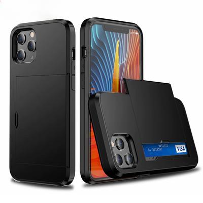 Bananq Posuvný slot na karty Telefonní pouzdro Pro iPhone 11 12 13 14 15 Pro Max Mini XS XR 8 Plus Nárazuvzdorný kryt s kapsou na karty