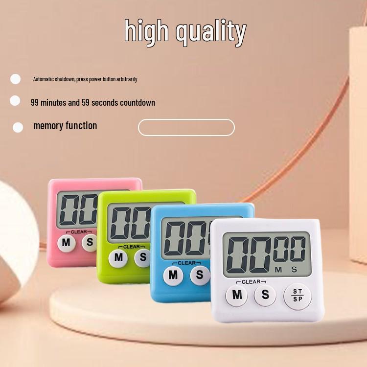 Large Screen Bilingual Kitchen Timer with Auto Shut-off & Magnetic Backing English белый
