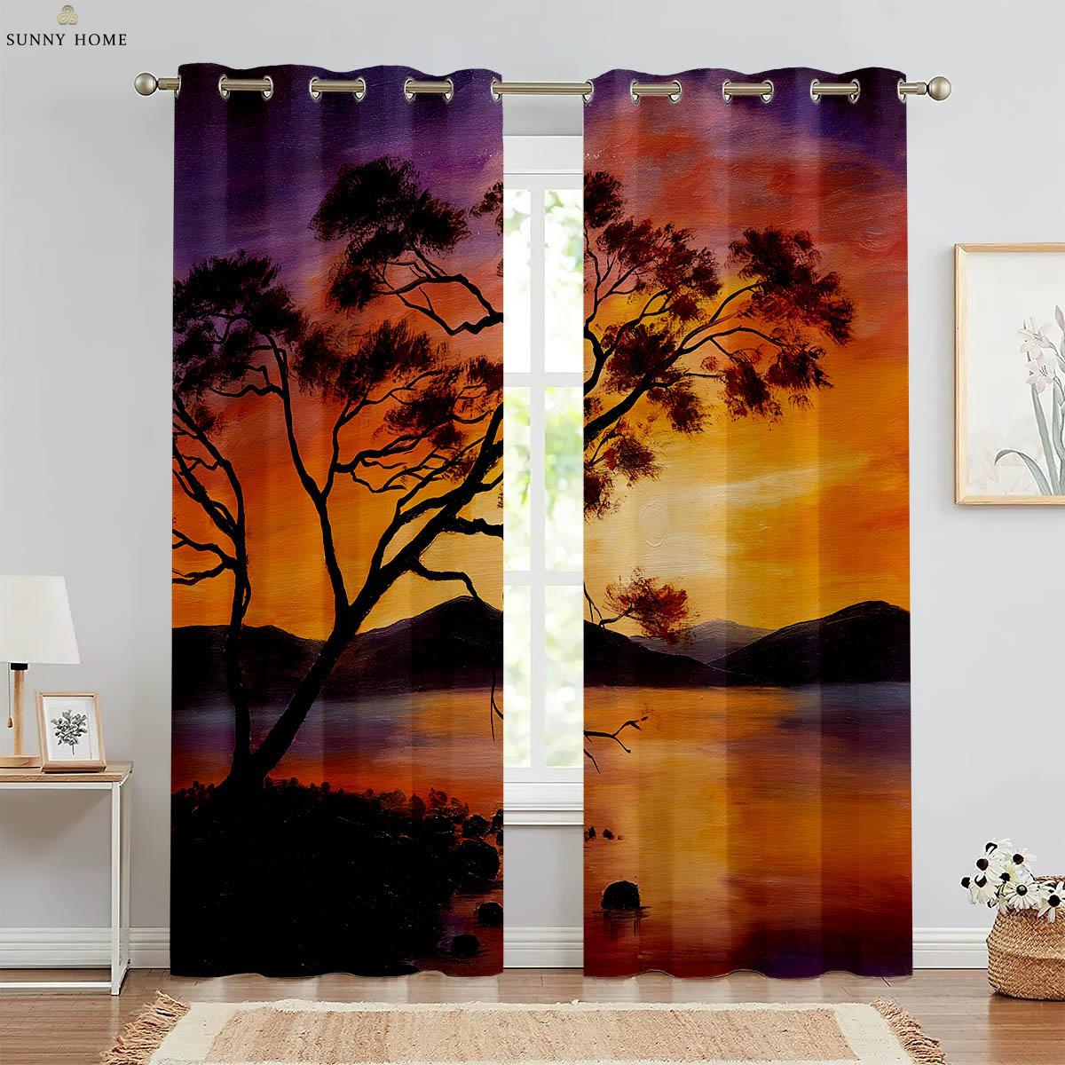 

Landscape Oil Painting Art Pattern Printcurtains Ideal For Bedroom Space Dormitory Studio Living Space Ornamentalcurtains Simple To Wash W50xH140(CM)x2PCS&Grommet Top