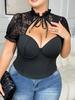 Sexy Plus Size Lace See-Through Strappy Slimming Corset Top
