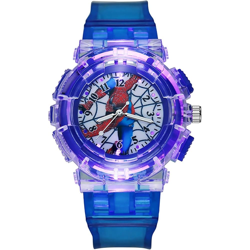 Spider-Man Kids Quartz Watch Lightweight Blue Glow-in-the-Dark Simple Design Unisex