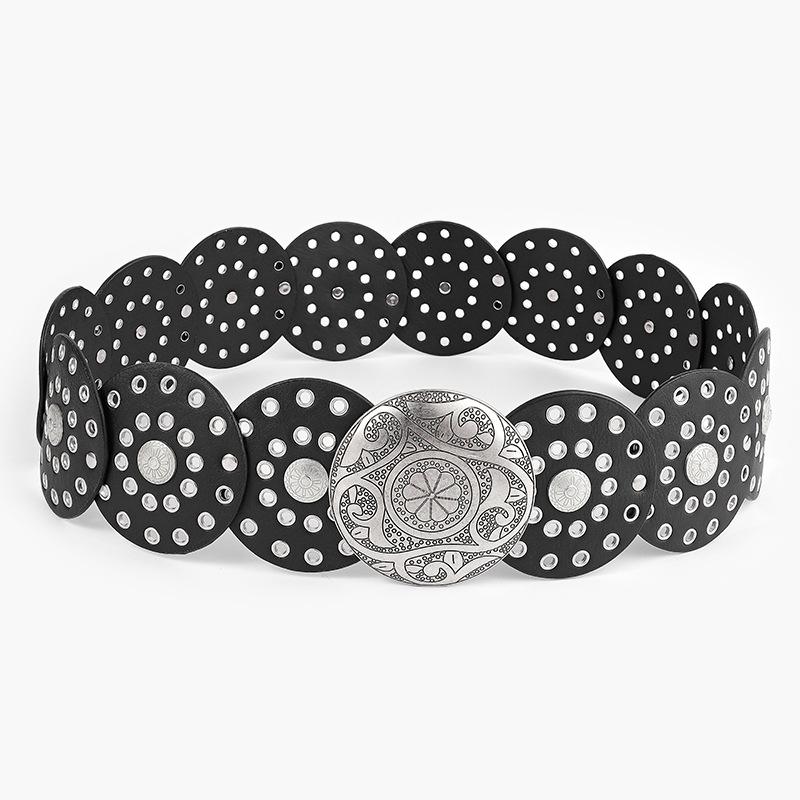 

A Retro and Fashionable Rivet Rivet Belt for Women with A New Round Belt 108CM