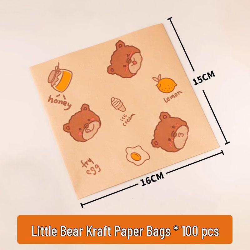 Oil-Proof Kraft Paper Bags for Sandwiches, Burgers, and Breakfast Items