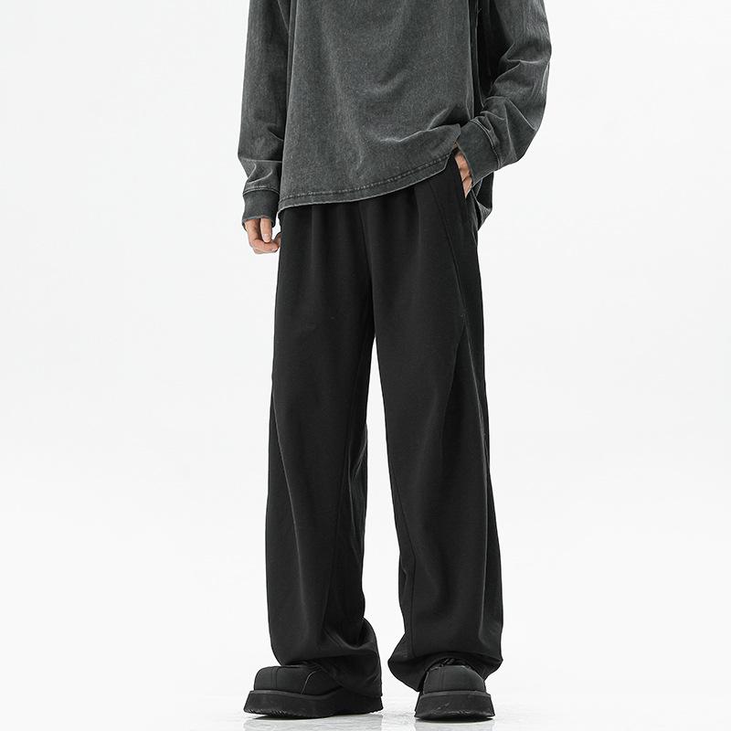 Unisex Dark Grey Paratrooper Pants - Spring/Autumn Loose Fit, Pleated, Wide-Leg Trend