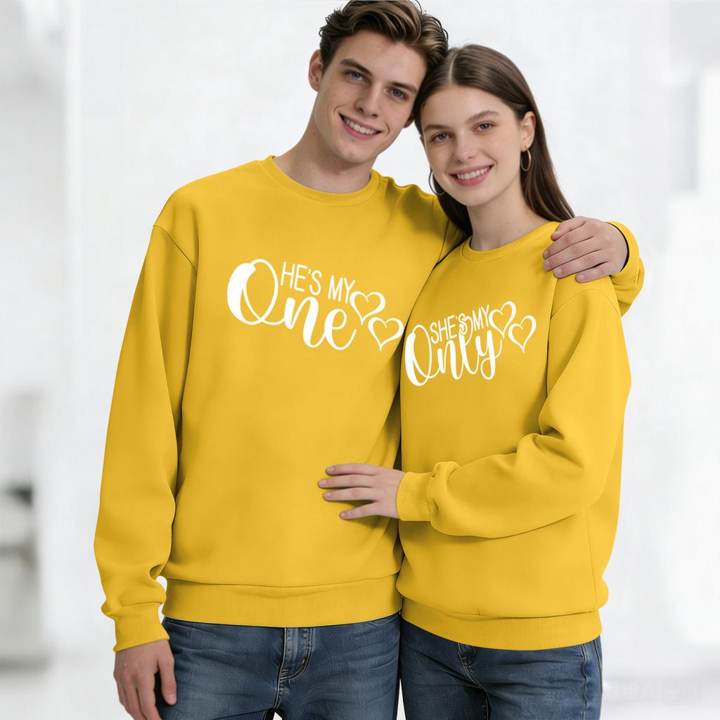 Men's Round Neck Long Sleeve Top, Unisex, Couple Casual Sports Top Set