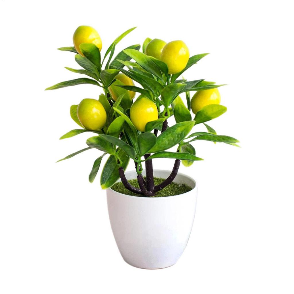 Artificial Fruits Lemon Simulated Bonsai Artificial Lemon Tree Mini Potted Realistic Fake Desk Plant for room kitchen party