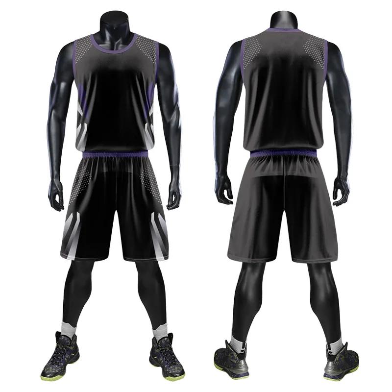 Custom Personalized Digital Print Mens Basketball Shirt Polyester Mesh Summer Breathable Basketball Jersey Set With Name WMS14
