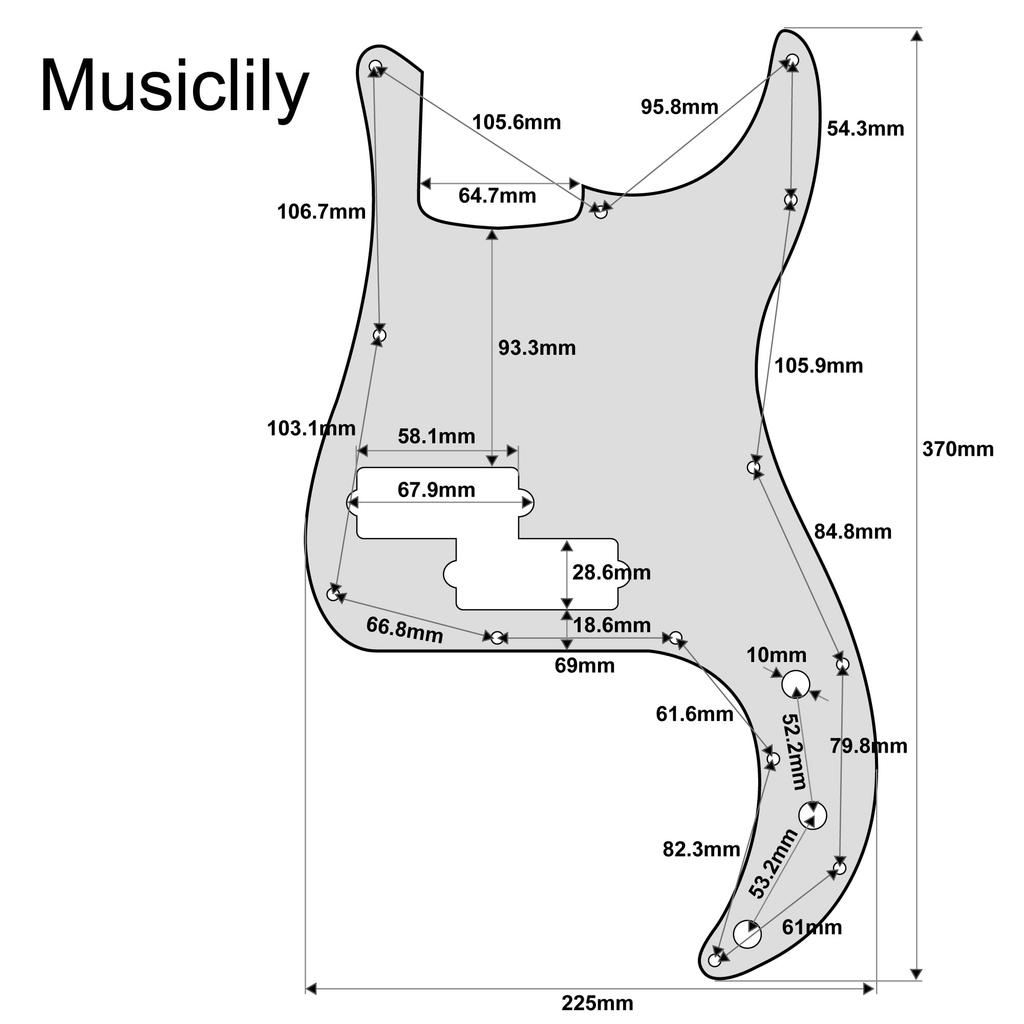 Musiclily Ultra PB Precision Bass Anodized for Fender American Standard Precision Basses 13-Hole Pickguard, Black, Aluminum,