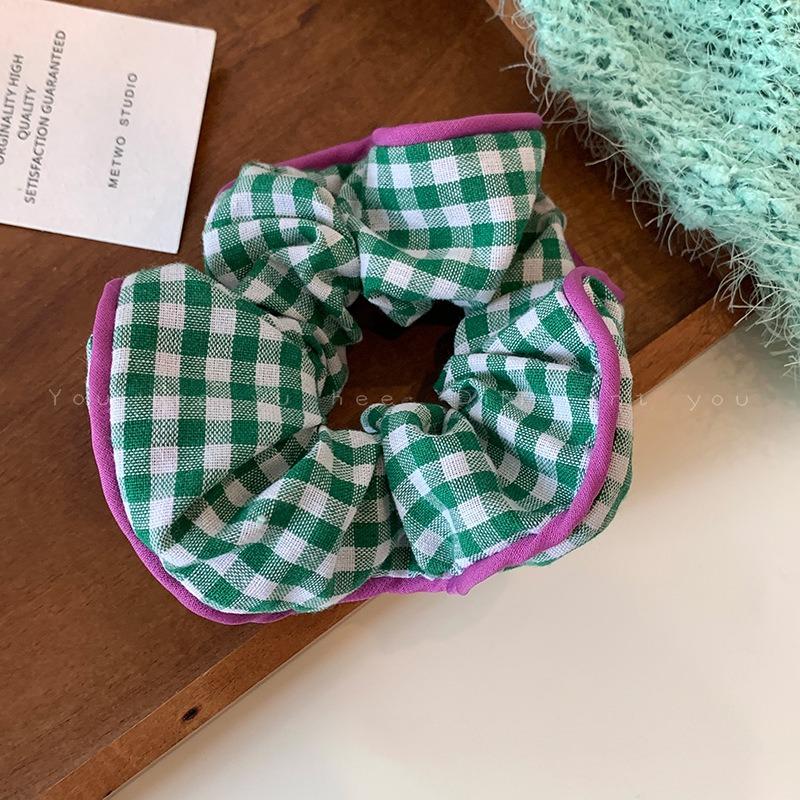 Kawaii Plaid Scrunchies Women Girls Child Cute Elastic Hair Rubber Bands Accessories Tie Hair Ring Rope Headdress Ornament