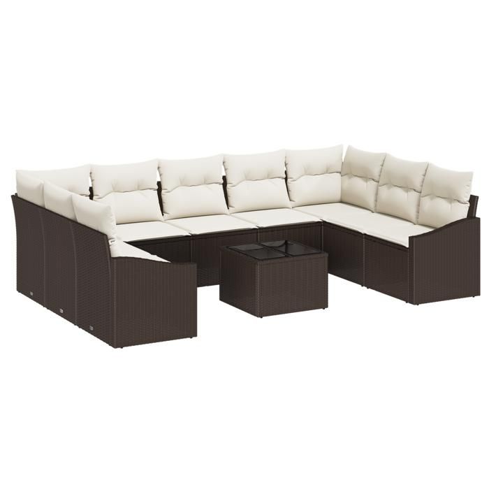 VidaXL 9-Piece Garden Sofa Set with Gray Cushions Poly Rattan 3346888