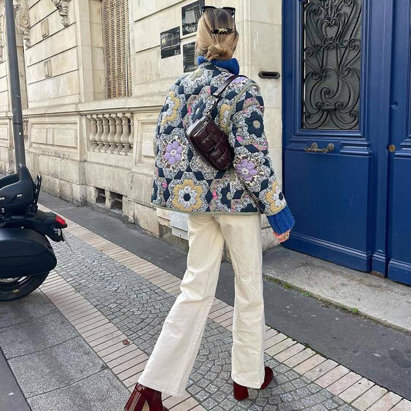 Двусторонняя свободная хлопковая куртка с принтом — фото 3