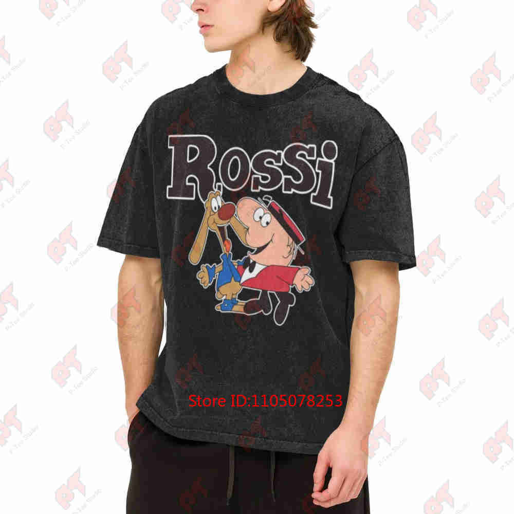 Herr Rossi Italienische Flagge Design Vintage Gewaschenes T-Shirt Reines Baumwoll-T-Shirt