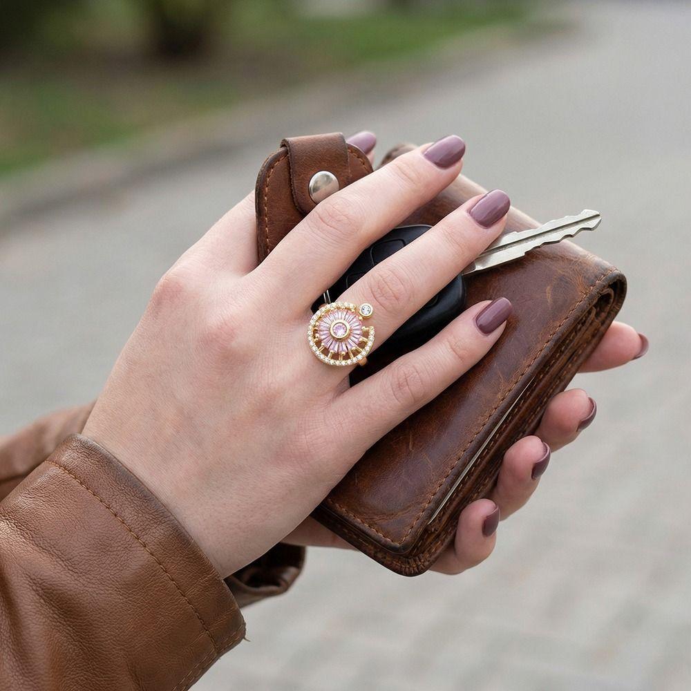 Rotating Design Rotating Ring Female Ring Anxiety Knuckle Jewelry Zircon Ring  Anti Anxiety