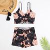Flat-Angle Printed Two-pieceSwimsuit Multicolor Boxer Conservative Print Separates Swimsuit