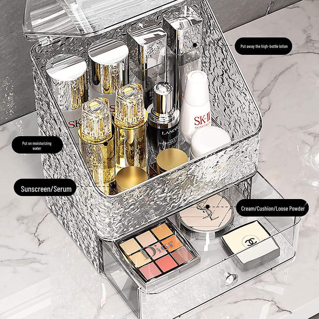 Glacier Pattern Makeup Organizer with Dustproof Drawers