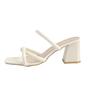 Thick Heel Square Head One-word Slippers Women's Summer New Simple Temperament High Heel Cool Slippers