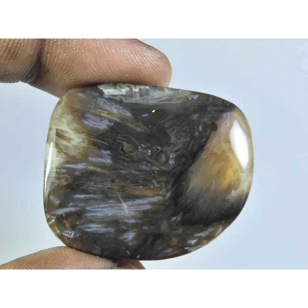 59Cts. Natural Tree Moss Agate Fancy Cabochon Loose Gemstone 29X35X05MM D-159