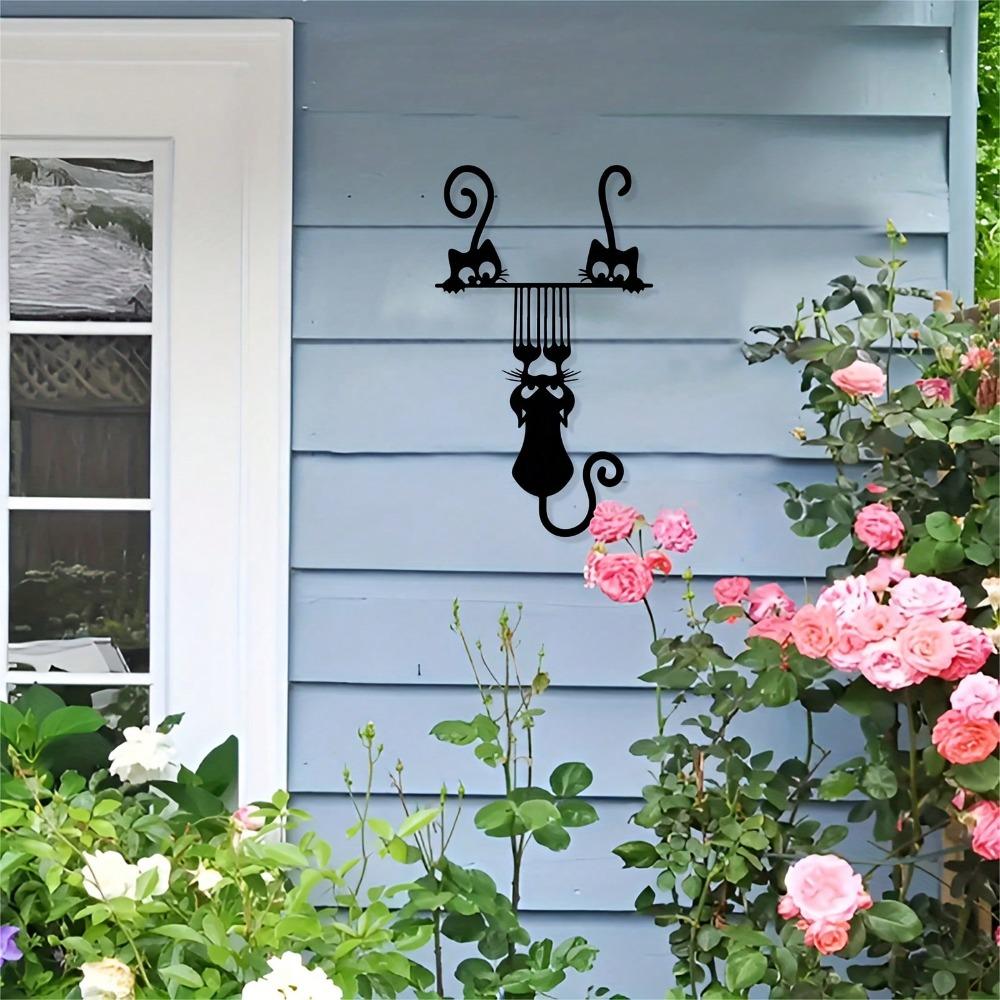 Falling Cat Metal Wall Art Halloween Gift Modern Home Garden Decor Laser Cut Sculpture