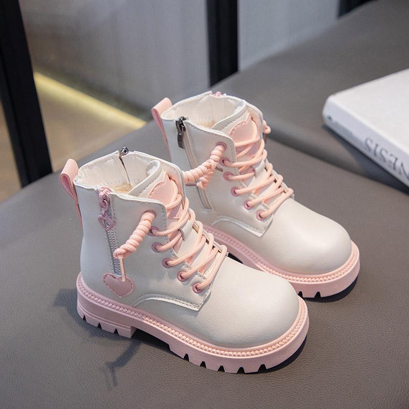 Girls Warm Ankle Boots Fashion Double Zip Kids Beautiful Princess Boots Non-slip Children Performance Catwalk Boots Winter New