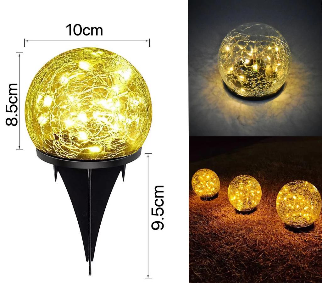 Outdoor Waterproof Led Solar Garden Lights Cracked Glass LED Lights for Walkway Path Patio Park Yard Light Holiday Decoration