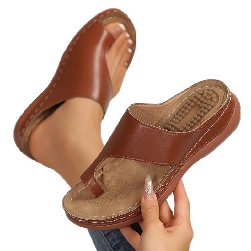 Summer new casual large size set toe slope heel beach women's slippers outside cool slippers