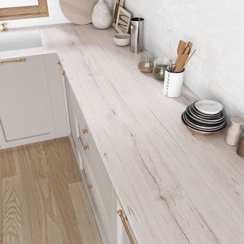 VEELIKE Wood Grain Wallpaper Sticker, 40cm x 3m, Durable DIY Wood Grain Sheet, Milk White, Peelable, Scandinavian Style, Rental Friendly, Cuttable, Oi