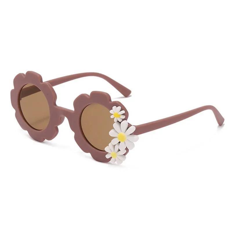 Kids Cute Round Sunflower Sunglasses Boys Girls Outdoor Travel Beach Acrylic Sun Eyeglasses Sun Shade Eyewear UV400 Gafas De Sol