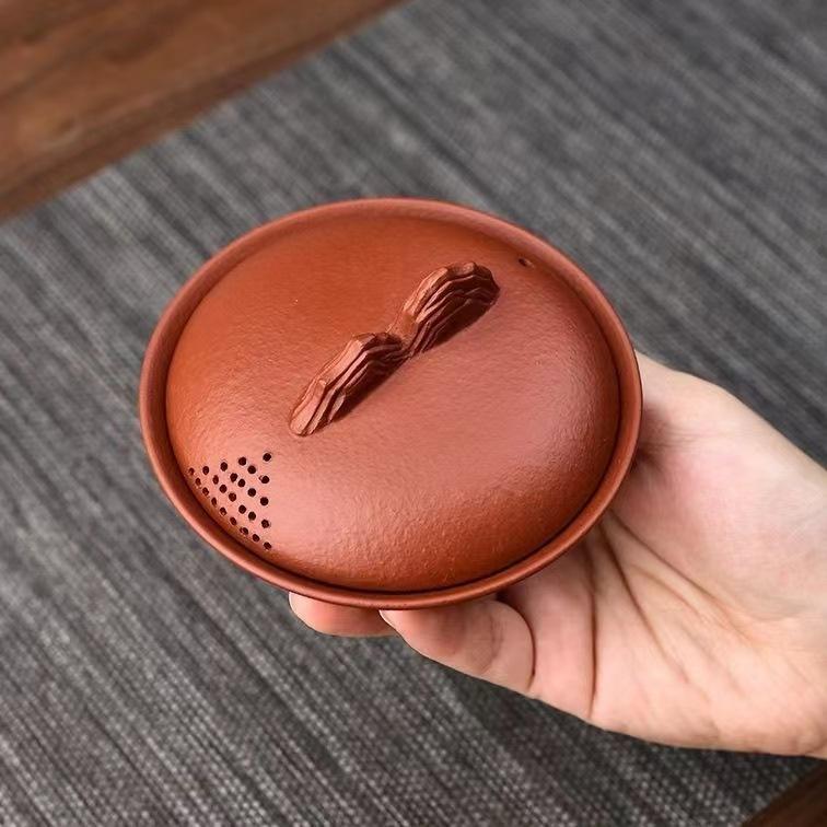 

85 мл высококачественная фиолетовая глина Исин, чистая чайная супница ручной работы из необработанной руды Чжу, миска с крышкой, не допускающая ожогов, чайный сервиз «Цзыша»