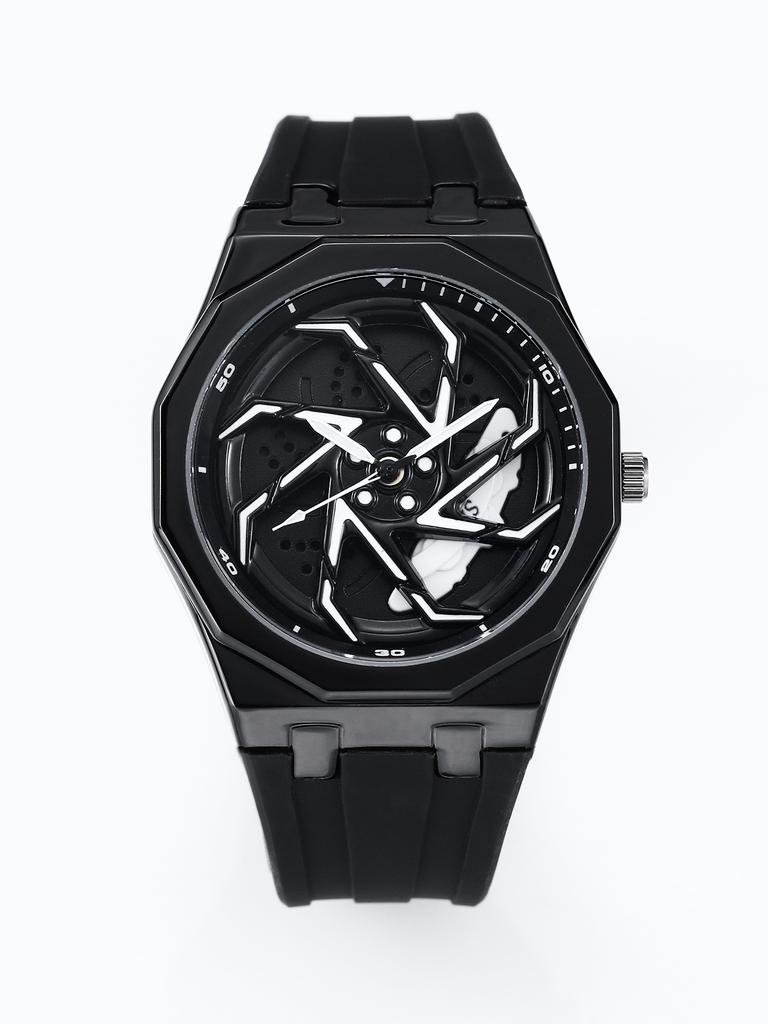 Men's wheel watch 3D rotating wheel hub brake caliper design a fashionable and creative gift for car enthusiasts