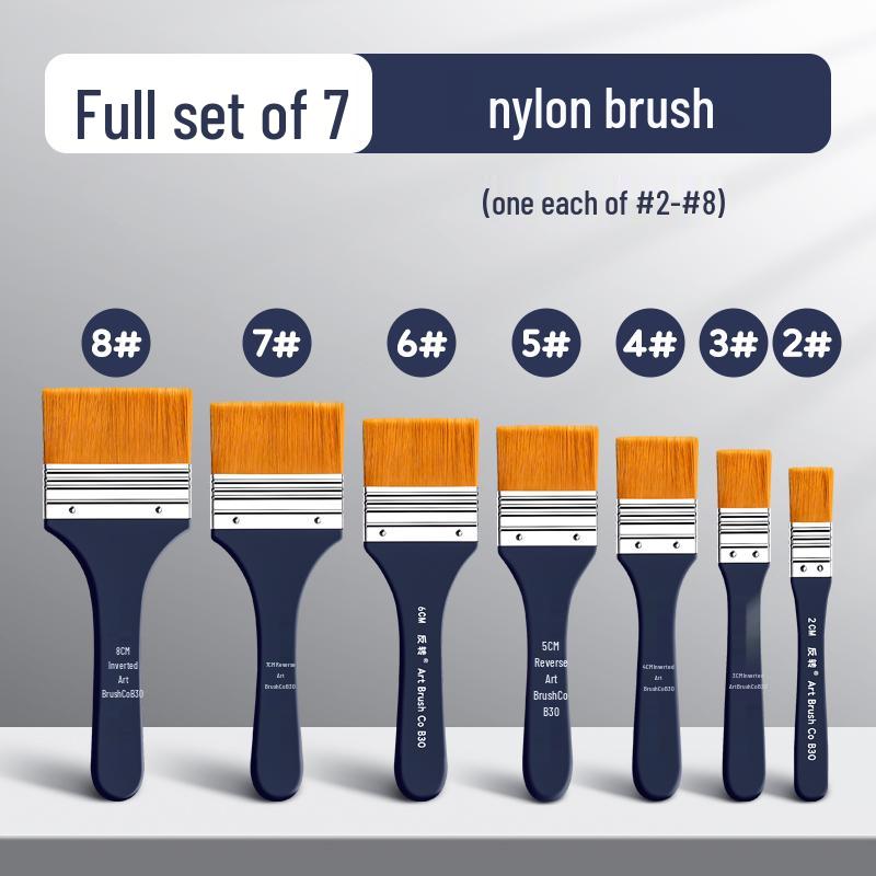 Flat Nylon Paintbrush for Oil, Acrylic, Gouache, Watercolor - Beginner Painting Tool