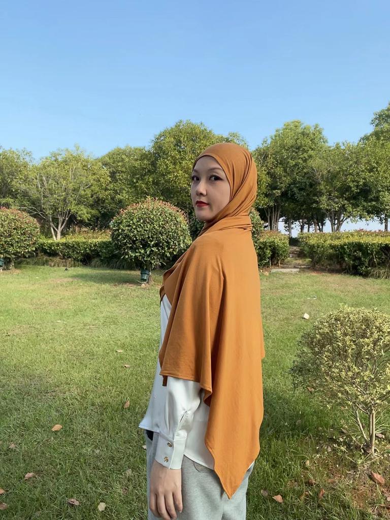 Good Stitch Stretchy Jersey Scarf Jersey Hijab Instant Hijab Plain Muslim Shawls Supplier Turban Headwraps Foulard Femme